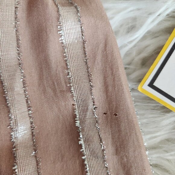 Current Air Women Metallic Stripe Long Sleeve Blouse In Dusty Rose Size Small - Picture 16 of 16